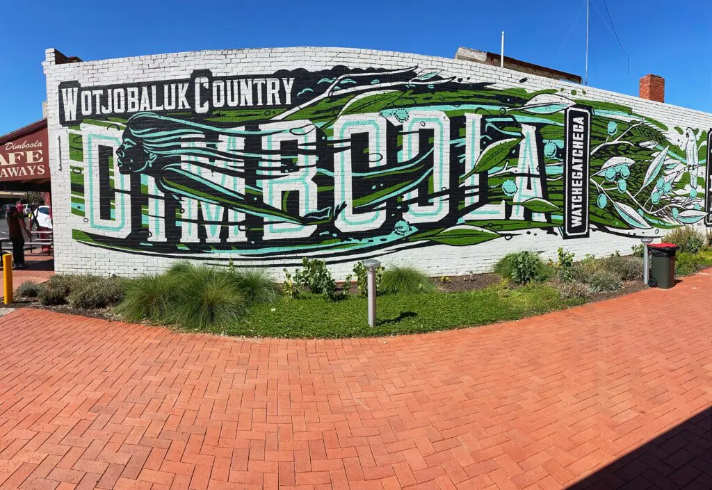 Dimboola Wimmera Mallee Silo Art mural in town, entrance to little desert