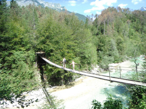 One of the many walking bridges over the Soča