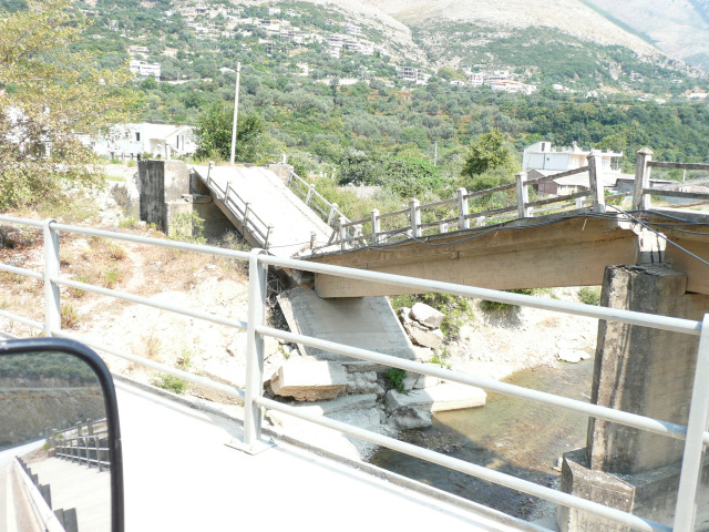 collapsed bridge Albania
