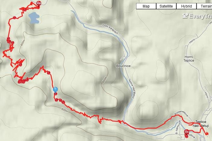 Adršpach-Teplice Rocks Hiking Map