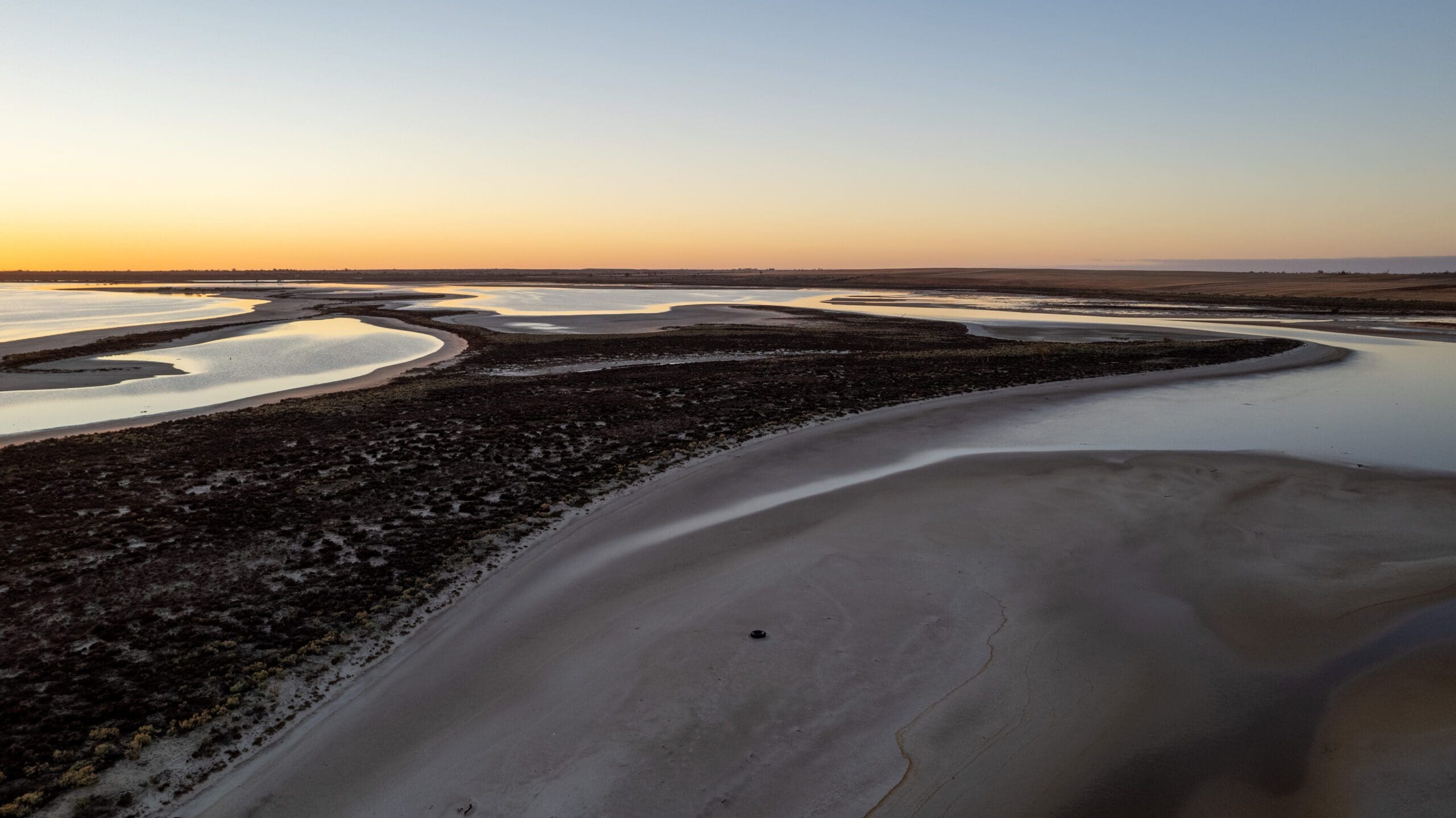 Sunrise Drone Photos at Pink Lake Tyrell