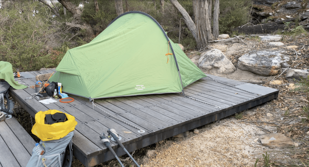 Camping on the GPT is easy and Park Victoria who maintain the Grampians Peaks Trail provide tent camp platforms