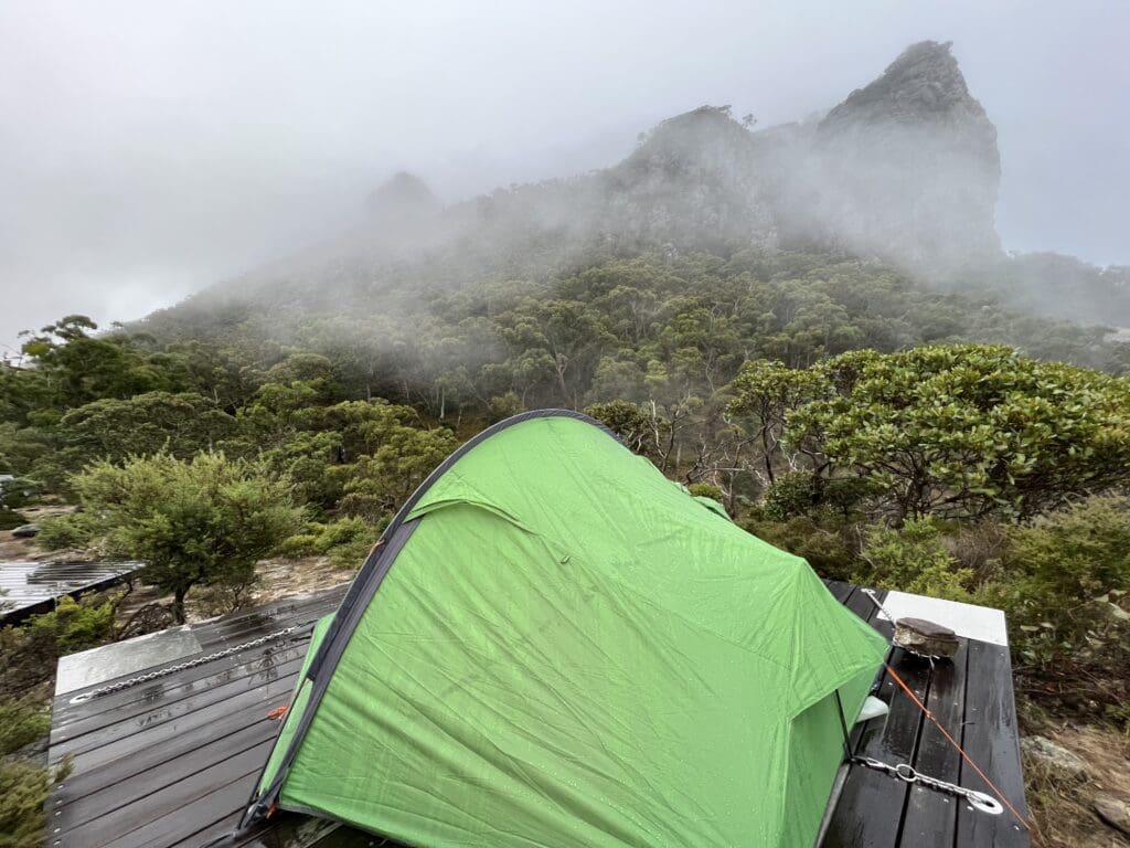 Day 2 - Mud-Dadjug Hike-in Campground tent pitch pad GPT