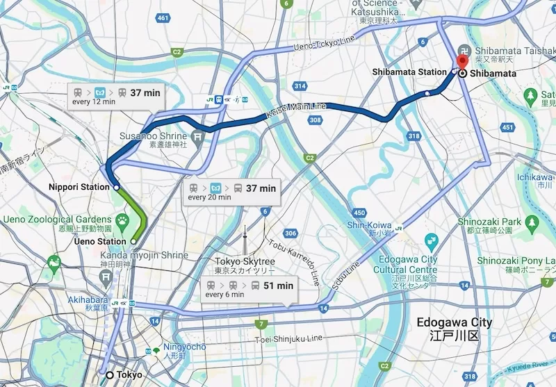 Shibamata Map, Northeast Tokyo