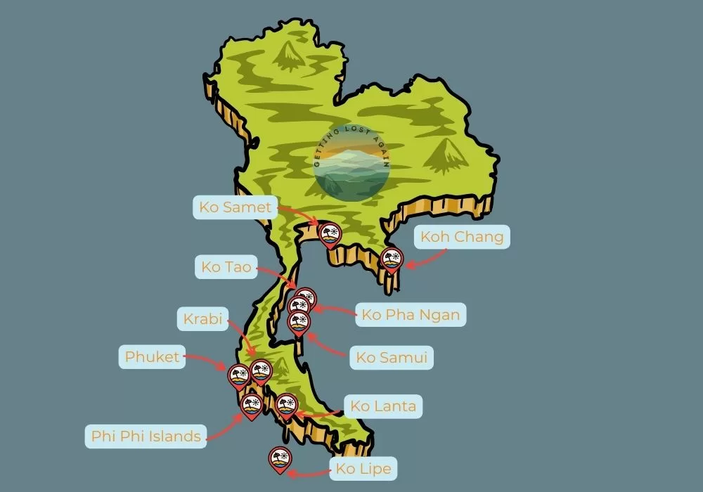 Map of Thailands Beach and Island Resorts